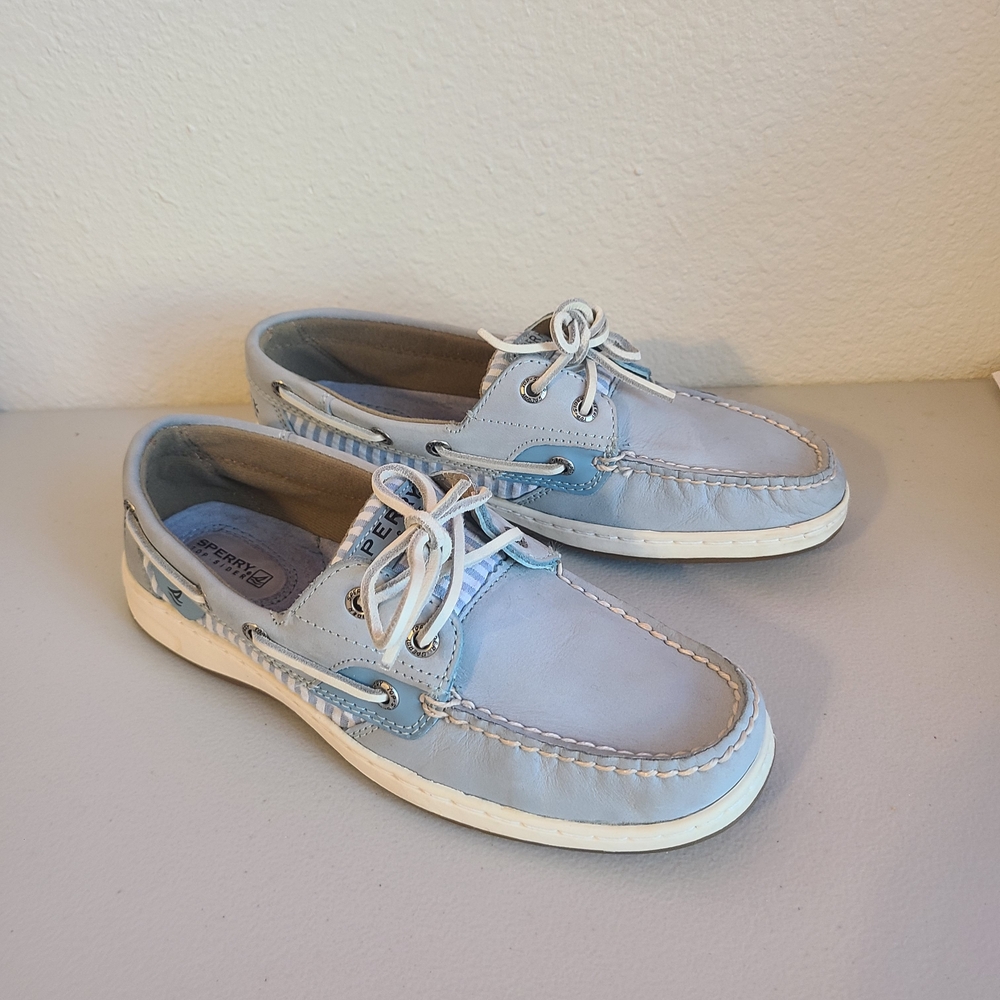 Sperry Woman's Light Blue Leather Boat Shoes